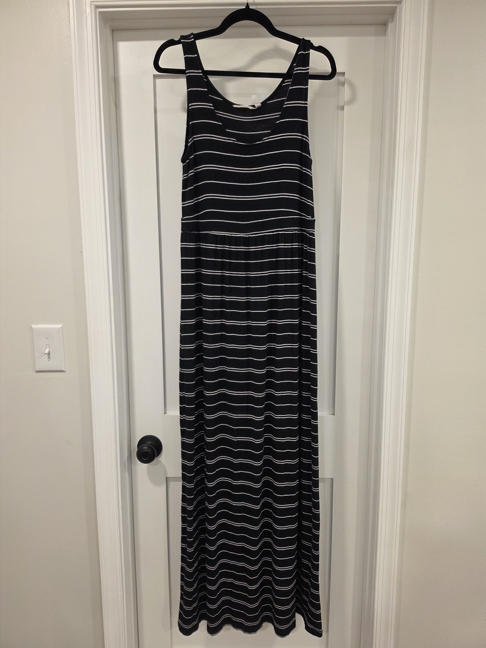 Athleta Black and White Striped Tank Maxi Dress
